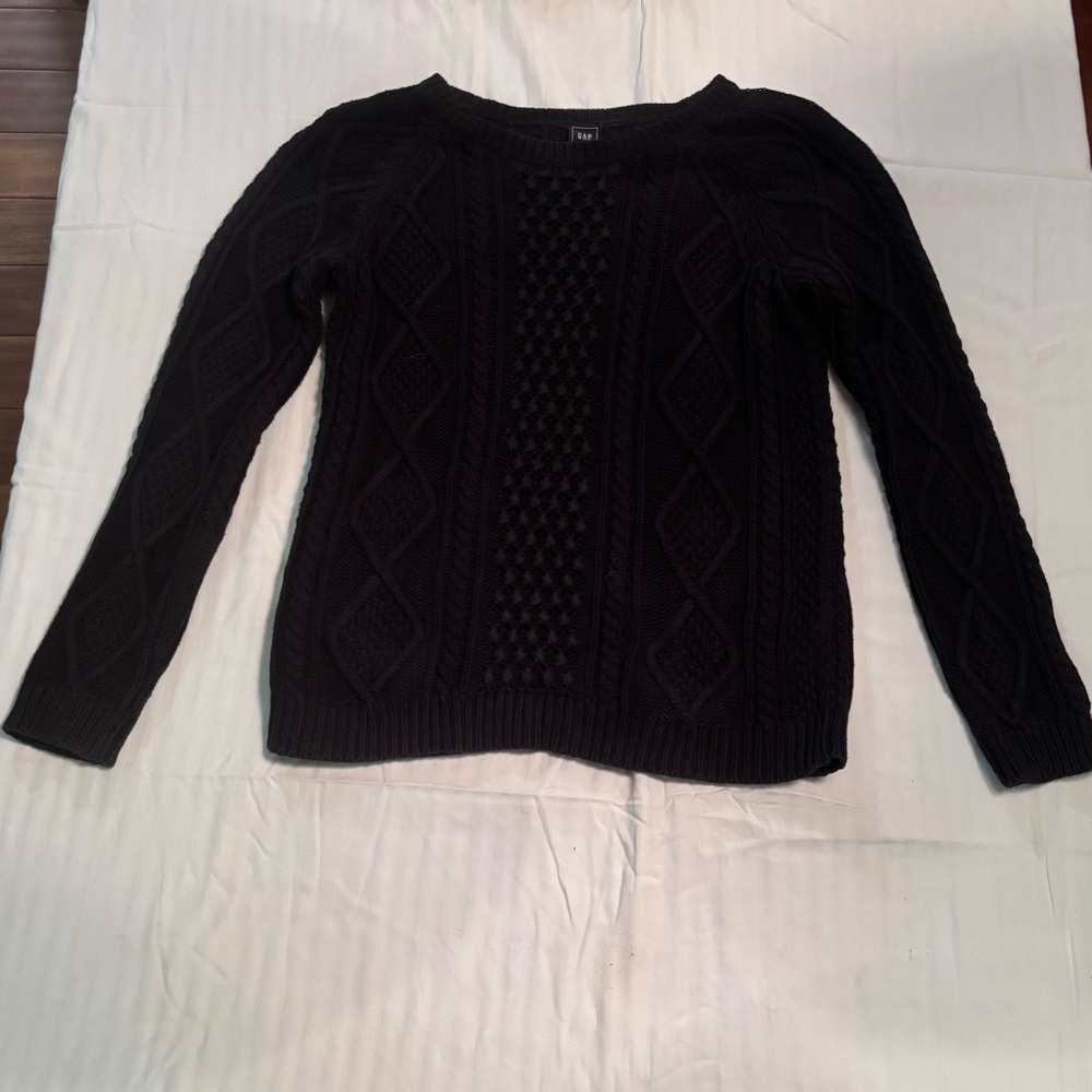 Fisherman, Cozy Cabin GAP Black Cable Knit Sweater, Size‎ Medium